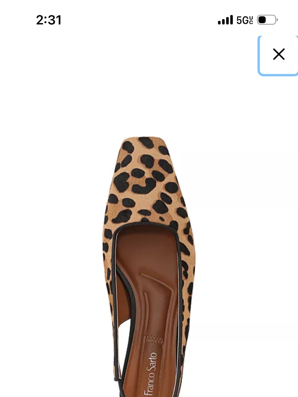 Franco Sarto Leopard Print Slingback Pointed Toe Mules - Tan & Black - Picture 6 of 16